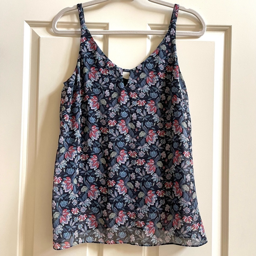 Cabi Flirt Cami Tank Top 5224 Floral Blue - M - Picture 3 of 10